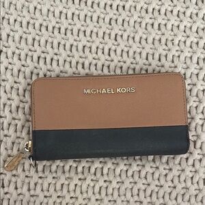 Michael Kors Brown and Black Wallet with Gold Accent